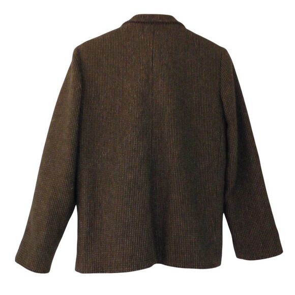 Vintage Womens Wool Blazer Tweed Open Front Wool Lined Olive Green Pockets Sz 14 - Picture 5 of 6